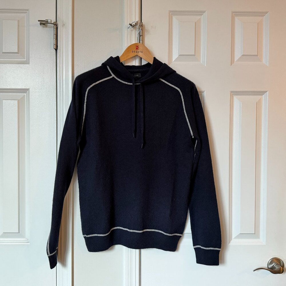 Naadam Cashmere Pullover Hoodie w/Contrast Stitching